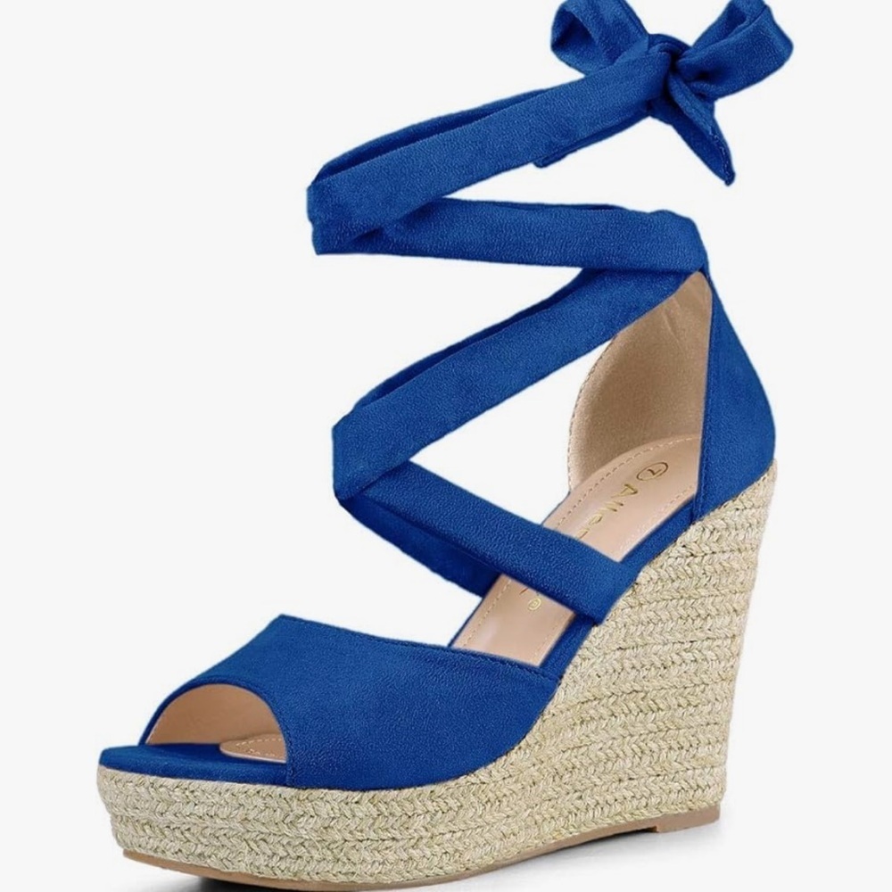 Allegra K Women's Lace Up Espadrilles Platform Wedges Sandals